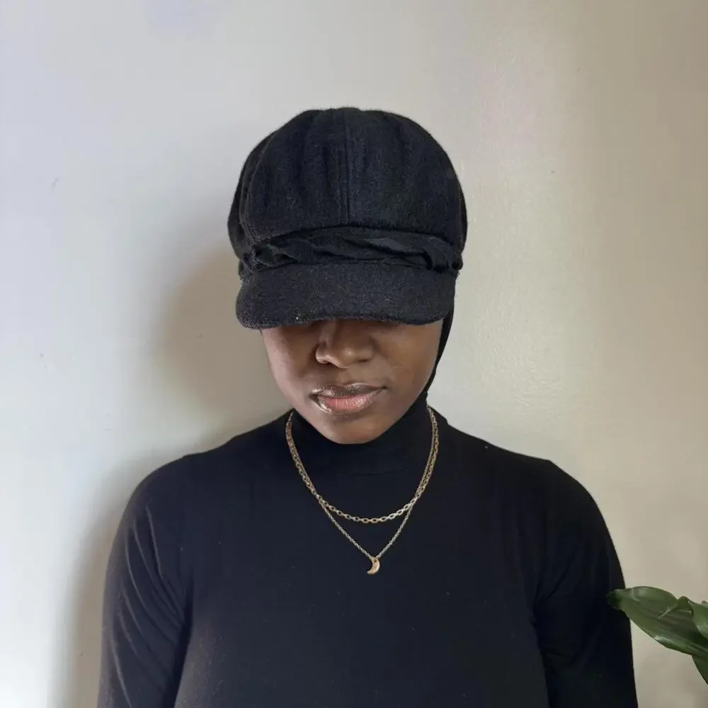 Vintage‎ Nine West Wool Blend black Newsboy Cap